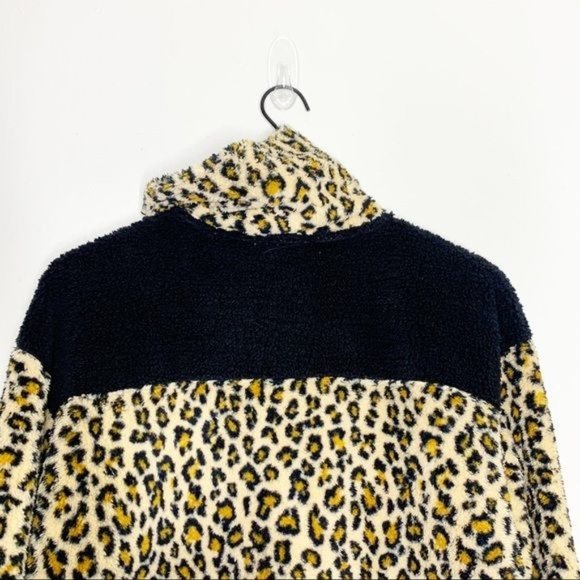 NWT BP. Leopard Print Colorblock Fleece Lng Sleeve Half Zip Pullover Small - Picture 7 of 11